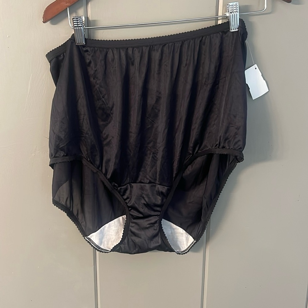 NWTS Vintage Shadow Line Black Nylon Sissy Brief Panty Plus Size 4X